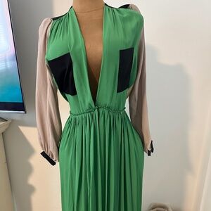 Roksanda Ilincic Black, tan and Green Dress